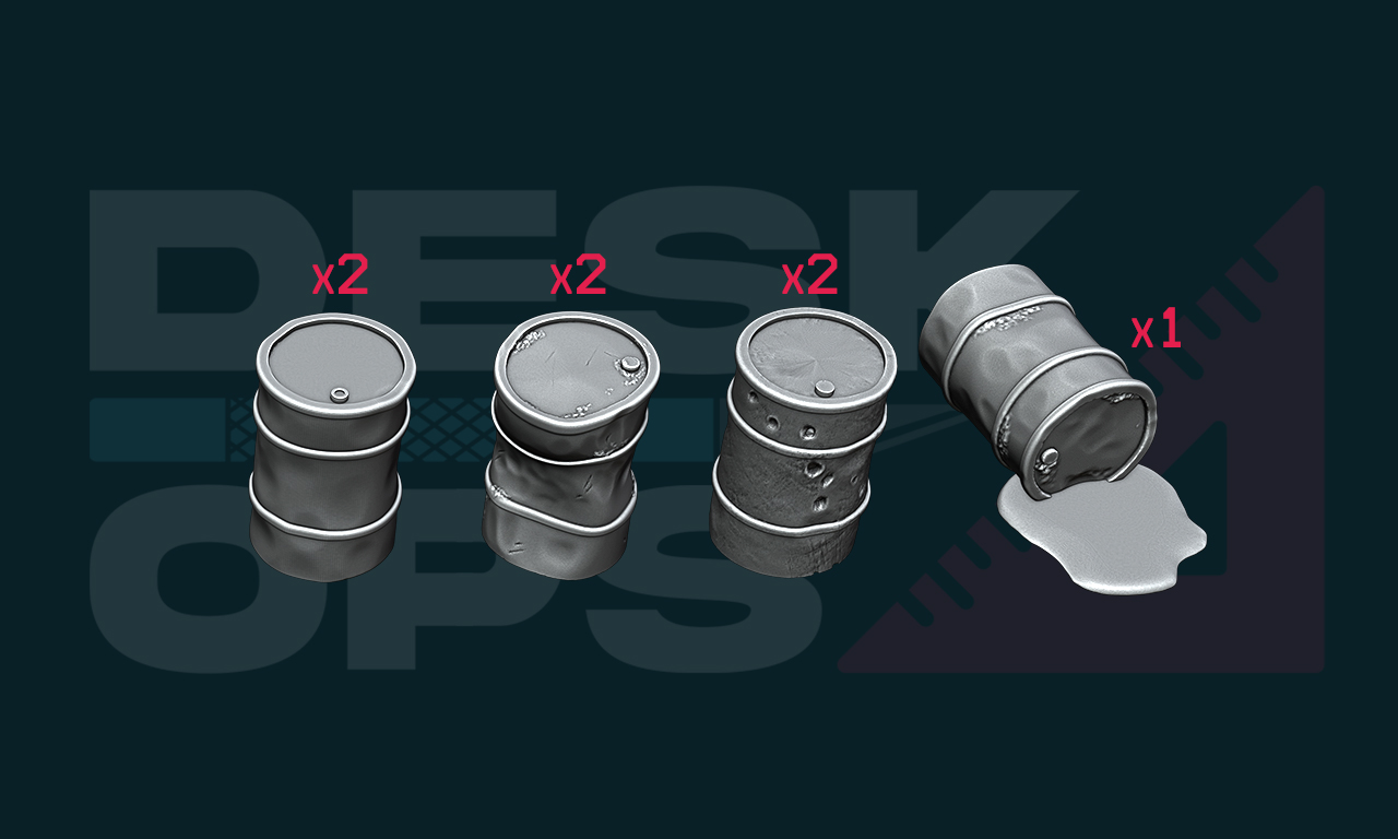 Beschädigte Metal Fässer Set