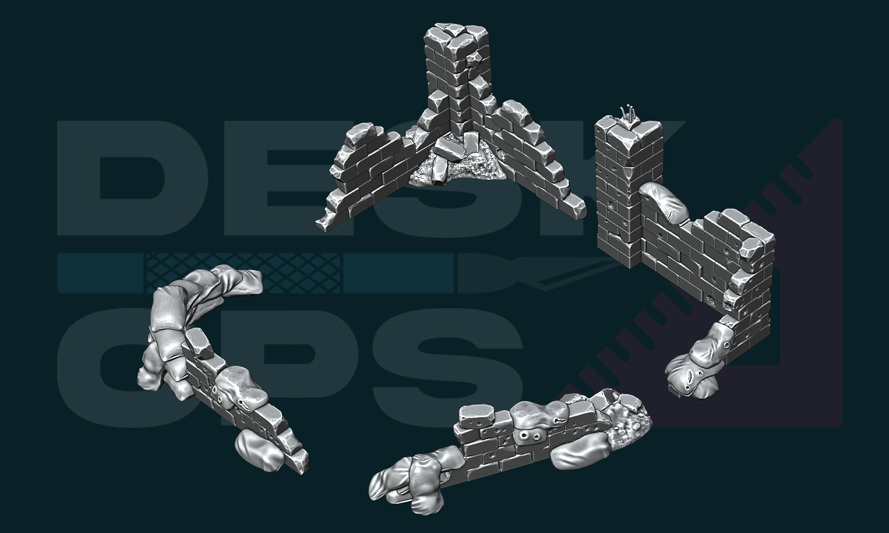 Fortified Ruined Wall Set